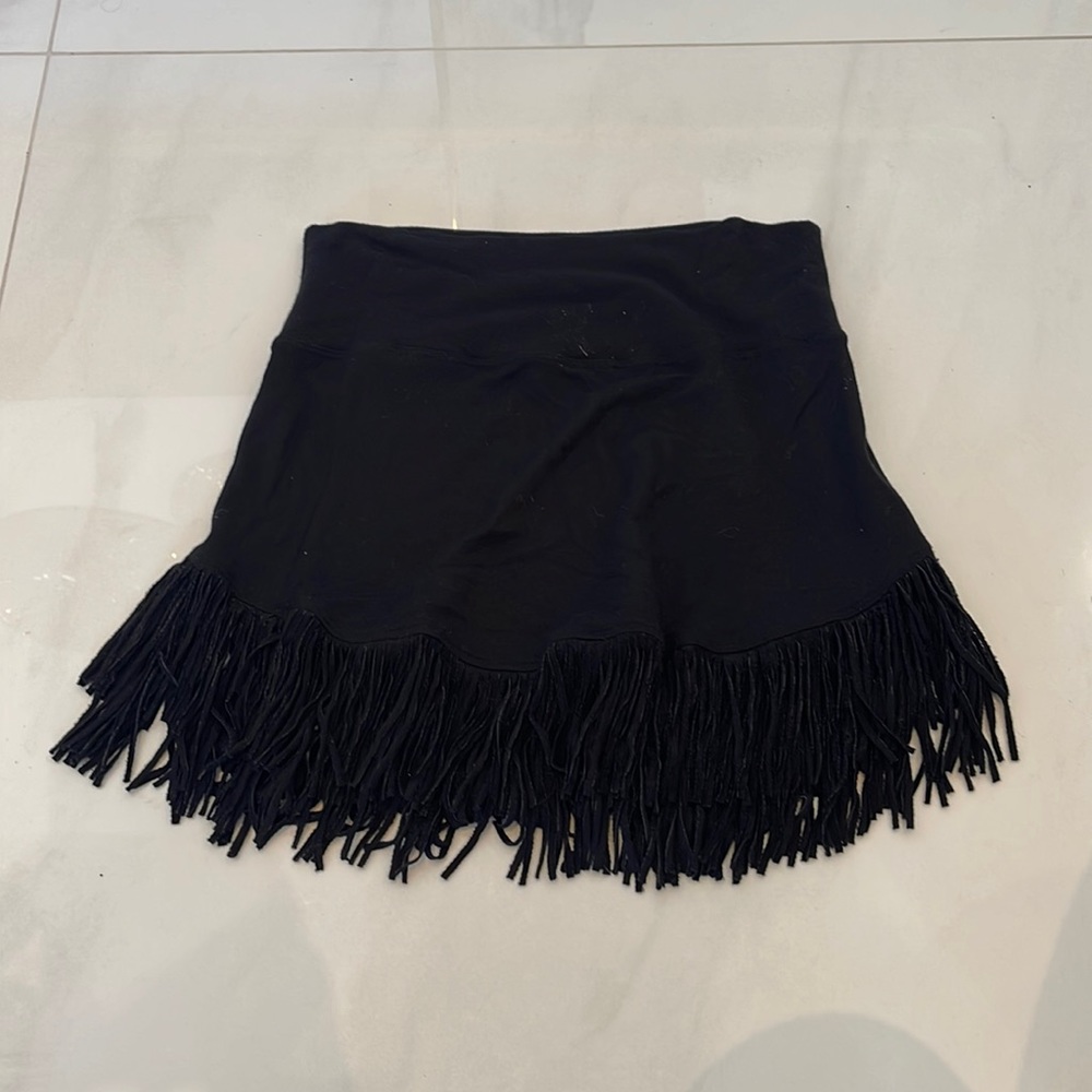 Riller & Fount Black Fringe Mini Skirt size 2